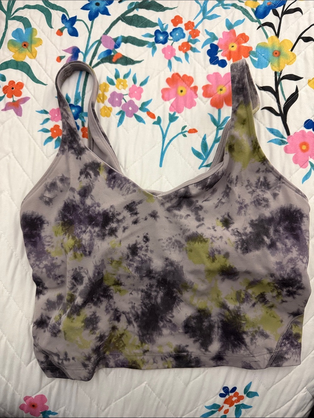 lululemon athletica Tie-Dye Crop Tank in Gray, Olive and Charcoal